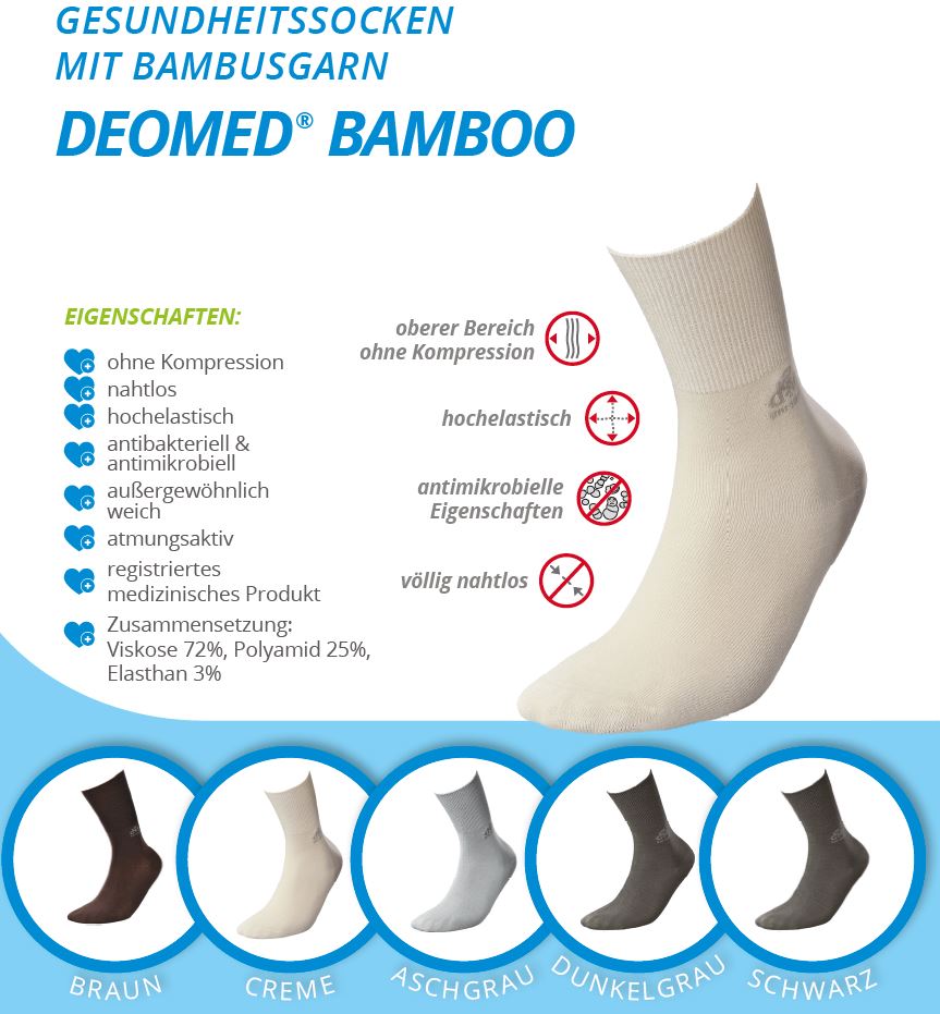 bambussocken diabetiker duenn ohne gummi deomed bamboo